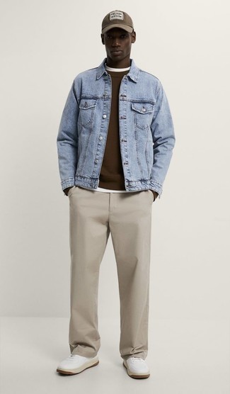 Как носить джинсовую куртку с свитшотем мужчине