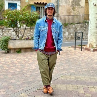 Как носить джинсовую куртку с свитшотем мужчине