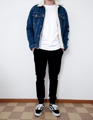 С чем носить джинсовую короткую дубленку мужчине