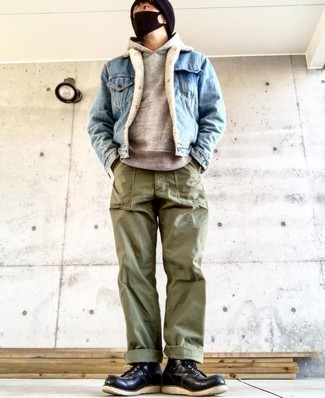 С чем носить джинсовую короткую дубленку мужчине