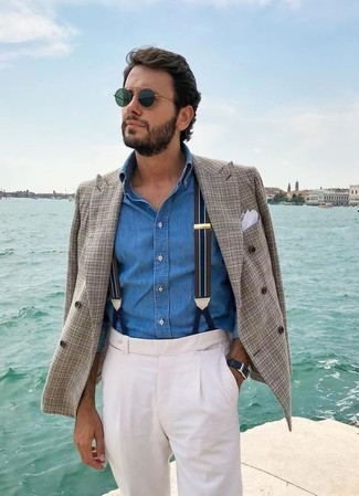 Как носить джинсовую рубашку с пиджаком мужчине