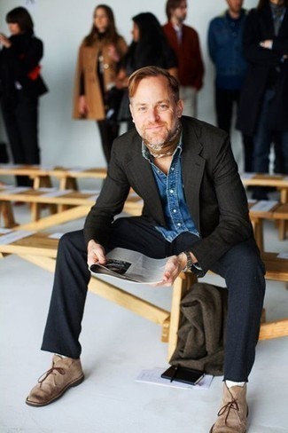 Как носить джинсовую рубашку с пиджаком мужчине