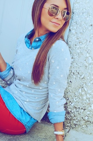 Как носить джинсовую рубашку с джинсами женщине