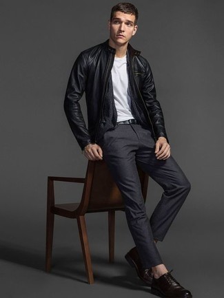 Как носить туфли дерби с бомбером