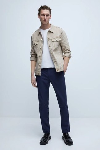 Как носить туфли дерби с джинсовой курткой