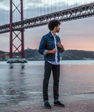 Как носить туфли дерби с джинсовой курткой