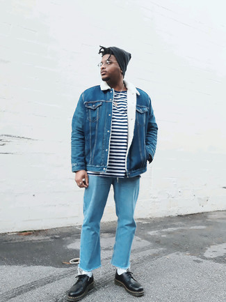 Как носить туфли дерби с джинсовой курткой