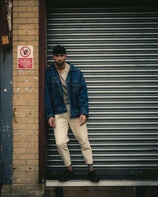 Как носить туфли дерби с джинсовой курткой