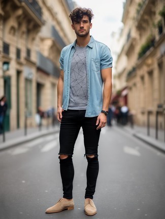 Как носить туфли дерби с джинсами