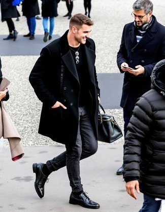 Как носить туфли дерби с длинным пальто