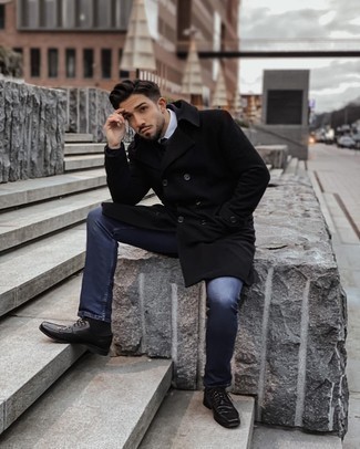 Как носить туфли дерби с длинным пальто