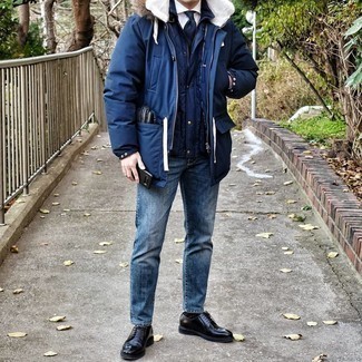 Как носить туфли дерби с паркой