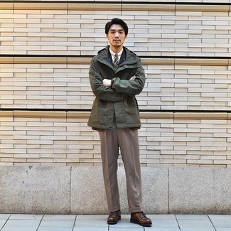 Как носить туфли дерби с ветровкой