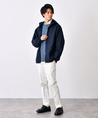 Как носить туфли дерби с ветровкой