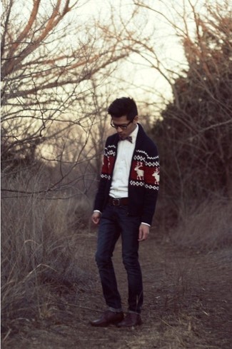 Как носить туфли дерби с свитером на молнии