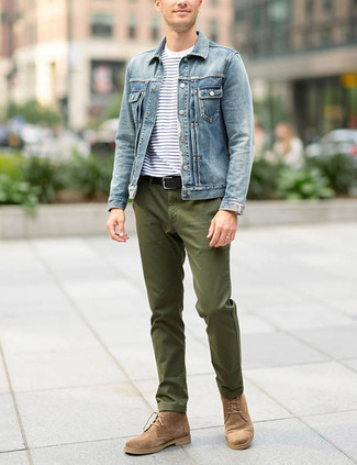 Как носить ботинки дезерты с джинсовой курткой