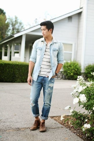 Как носить ботинки дезерты с джинсовой рубашкой