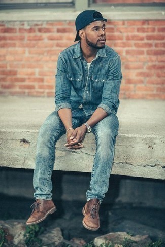 Как носить ботинки дезерты с джинсовой рубашкой