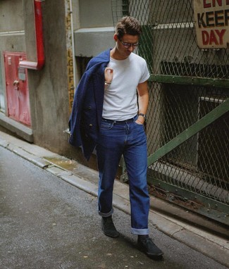 Как носить ботинки дезерты с двубортным пиджаком