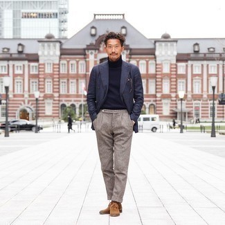 Как носить ботинки дезерты с двубортным пиджаком