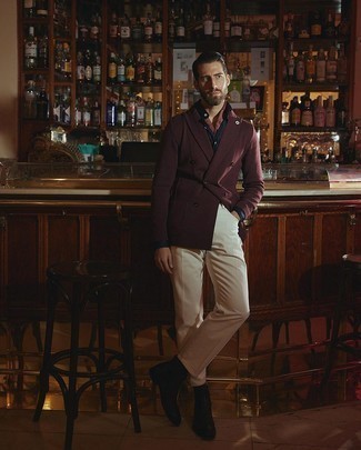 Как носить двубортный пиджак с ботинками челси мужчине