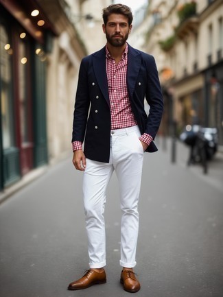 Как носить двубортный пиджак с брюками чинос