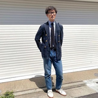 Как носить двубортный пиджак с туфлями дерби