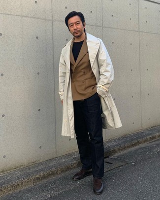 Как носить двубортный пиджак с плащом мужчине