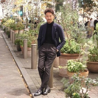 Как носить двубортный пиджак с водолазкой мужчине