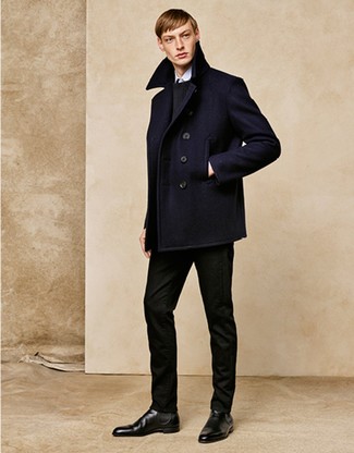 Как носить классические брюки с полупальто