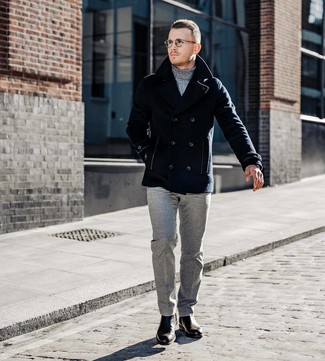 Как носить классические брюки с полупальто