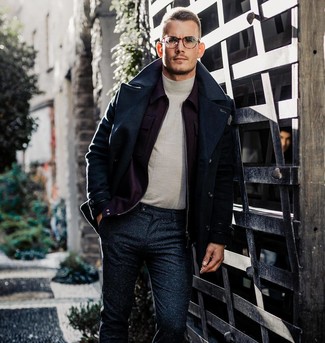 Как носить классические брюки с полупальто