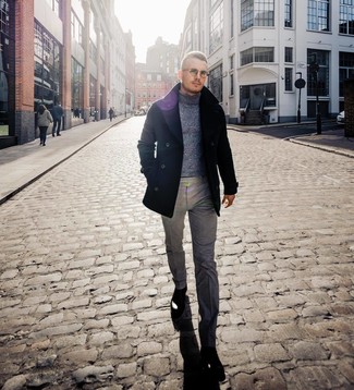 Как носить классические брюки с полупальто