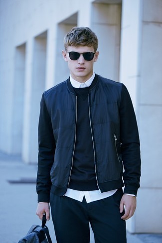 Как носить классическую рубашку с свитшотем мужчине