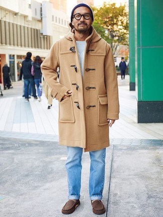 Как носить дафлкот с мокасинами мужчине