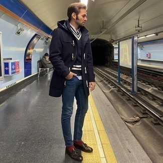 Как носить дафлкот с лоферами мужчине