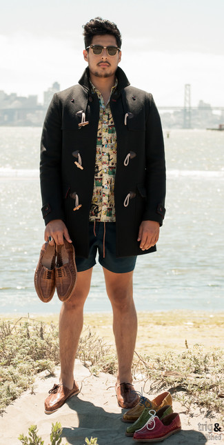 Как носить дафлкот с оксфордами