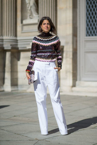 С чем носить свитер с жаккардовым узором женщине