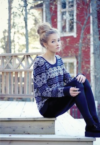 С чем носить свитер с жаккардовым узором женщине