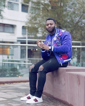 С чем носить бомбер с цветочным принтом мужчине