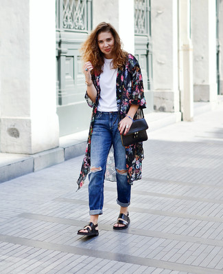 С чем носить кардиган с цветочным принтом женщине