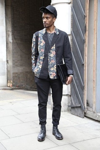 С чем носить куртку с цветочным принтом мужчине