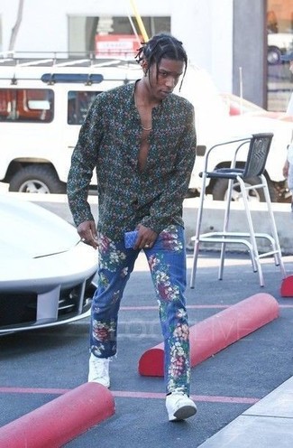 С чем носить брюки с цветочным принтом мужчине