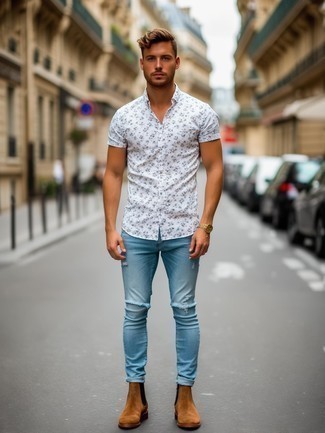 С чем носить рубашку с цветочным принтом мужчине