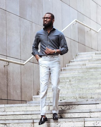 С чем носить лоферы c бахромой мужчине