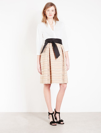 Как носить пышную юбку с босоножками на каблуке