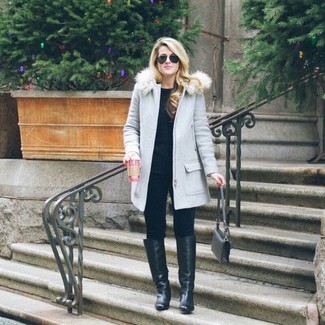 С чем носить пальто с меховым воротником