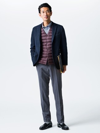 Как носить куртку без рукавов с лоферами мужчине