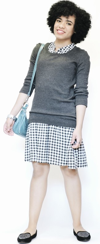 С чем носить платье в мелкую клетку