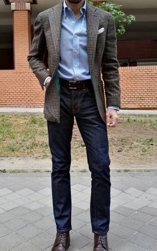 С чем носить шерстяной пиджак в мелкую клетку мужчине